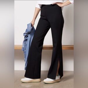 Spanx The Perfect Pant, Split Hem Wide Leg, Classic Black, Petite Large